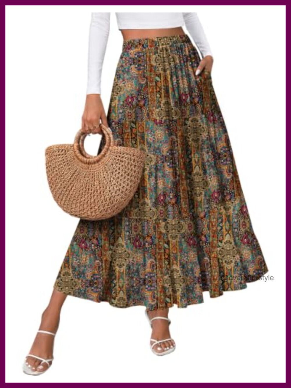 Zeagoo Chiffon High Waist Maxi A-Line Skirt with Pockets